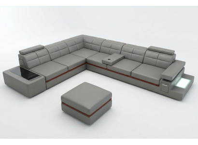 Leather sofa couch living landscape corner sofa corner suite +USB new design modern sofa
