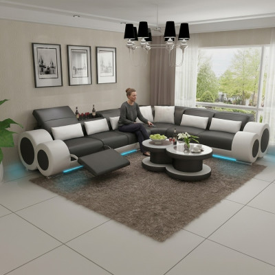 Leather sofa couch living landscape corner sofa corner suite design modern sofa USB relax