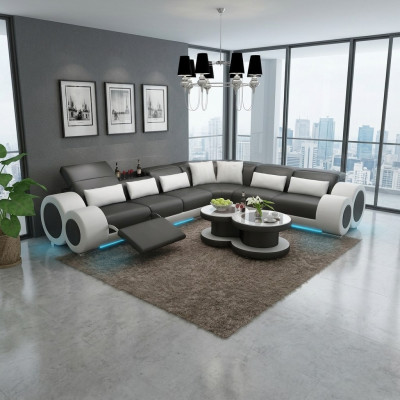Leather sofa couch living landscape corner sofa corner suite design modern sofa USB relax