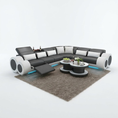 Leather sofa couch living landscape corner sofa corner suite design modern sofa USB relax