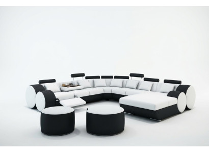 Designer leather sofa + USB large living room sofa couch upholstered suite corner sofa