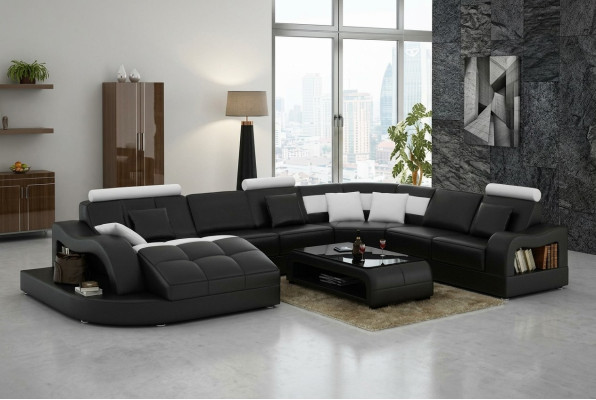 Designer corner sofa with lounger couch sofa living landscape leather sofa U-shape with USB