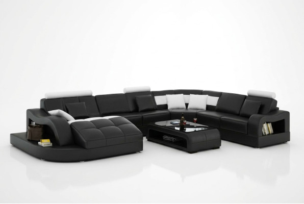 Designer corner sofa with lounger couch sofa living landscape leather sofa U-shape with USB