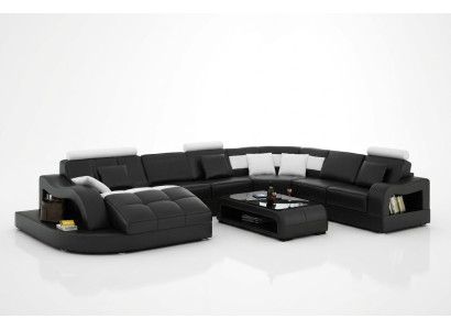 Designer corner sofa with lounger couch sofa living landscape leather sofa U-shape with USB