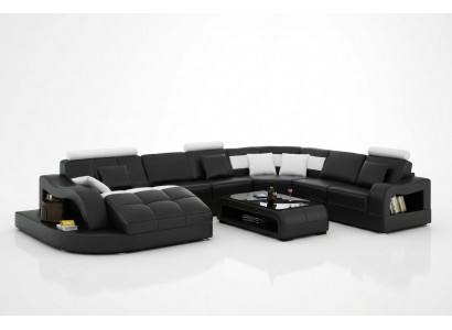 Designer corner sofa with lounger couch sofa living landscape leather sofa U-shape with USB
