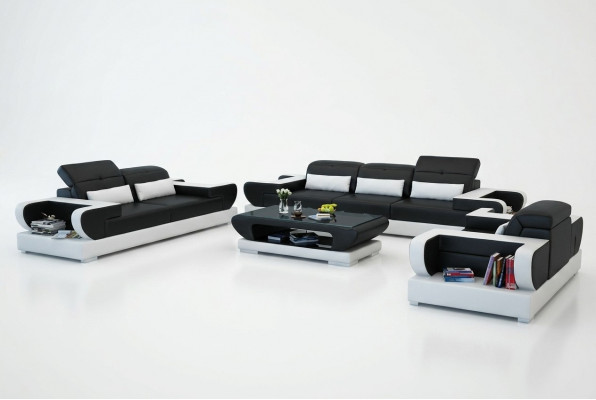 Sofa set couch upholstery leather seat suite 3+2+1 set modern sofa with USB