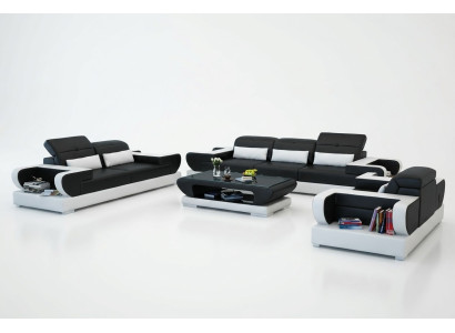 Sofa set couch upholstery leather seat suite 3+2+1 set modern sofa with USB