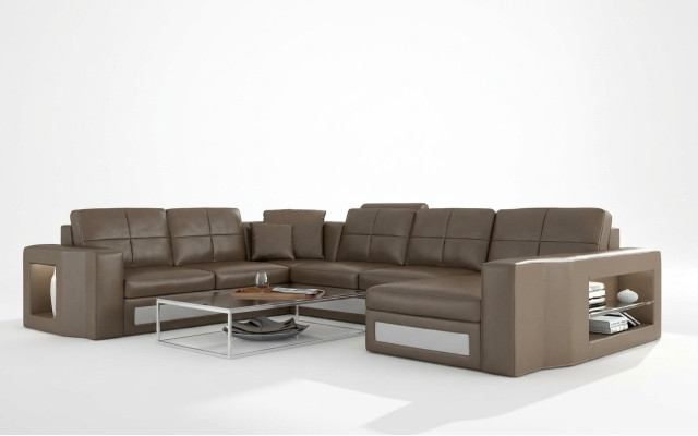 Designer leather sectional sofa corner sofa corner couch upholstered sofa corner with USB + LED
