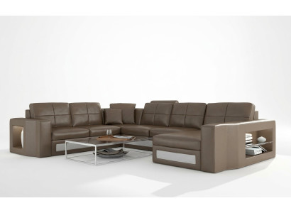 Designer leather sectional sofa corner sofa corner couch upholstered sofa corner with USB + LED