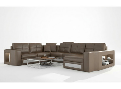 Designer leather sectional sofa corner sofa corner couch upholstered sofa corner with USB + LED