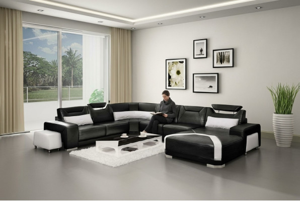 Sectional sofa with USB, upholstered living area couch sofa U-shape seating corner
