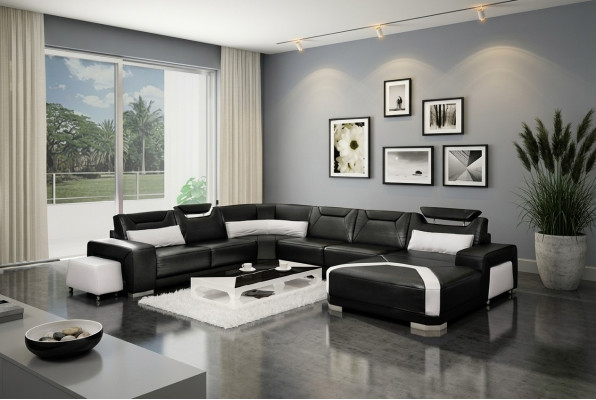 Sectional sofa with USB, upholstered living area couch sofa U-shape seating corner