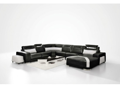 Sectional sofa with USB, upholstered living area couch sofa U-shape seating corner