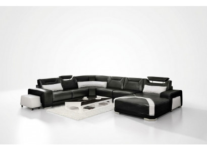 Sectional sofa with USB, upholstered living area couch sofa U-shape seating corner