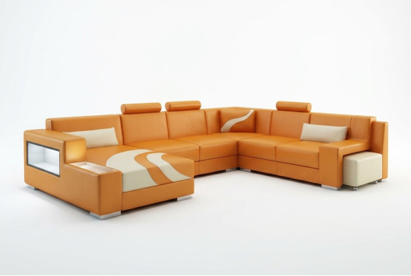Sectional sofa upholstery designer corner sofa set couch modern sofas U-shaped leather + USB