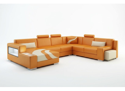 Sectional sofa upholstery designer corner sofa set couch modern sofas U-shaped leather + USB