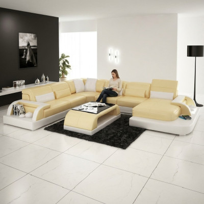 Sectional sofa upholstered sofa corner suite couch modern designer sofas U shape leather + USB