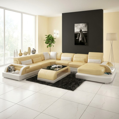 Sectional sofa upholstered sofa corner suite couch modern designer sofas U shape leather + USB