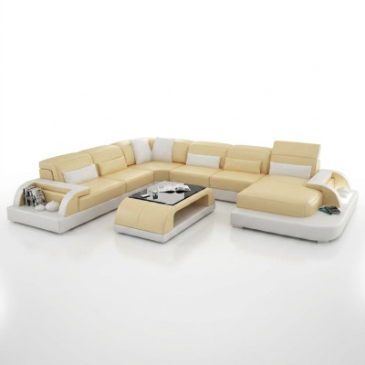 Sectional sofa upholstered sofa corner suite couch modern designer sofas U shape leather + USB