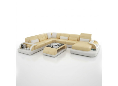 Sectional sofa upholstered sofa corner suite couch modern designer sofas U shape leather + USB