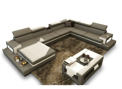 Leather sofa with USB, sofa corner sectional U shape couch living landscape designer seating corner