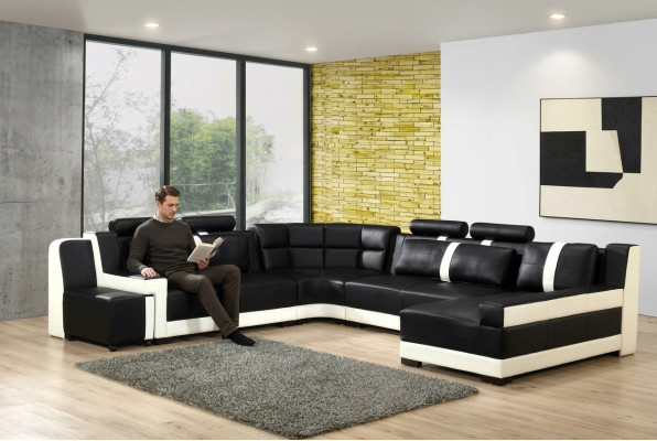 Sectional living landscape + USB upholstered corner suite design couch modern leather sofa