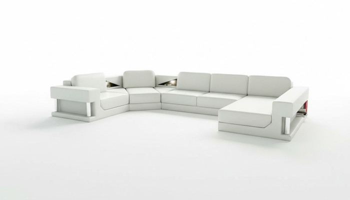 Modern leather corner sofa landscape + USB upholstery corner set design couch