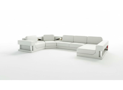 Modern leather corner sofa landscape + USB upholstery corner set design couch