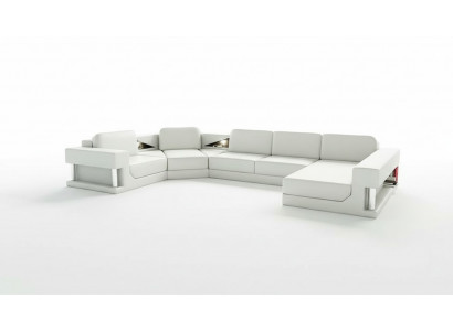 Modern leather corner sofa landscape + USB upholstery corner set design couch