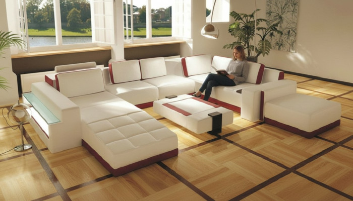 Sofa Couch Corner Sofa Valentin U-Shape Luxury Designer Sofa Leather Couch LED Leather Modern