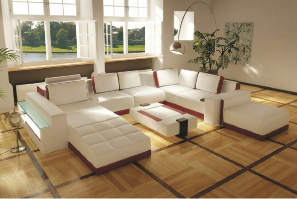 Sofa Couch Corner Sofa Valentin U-Shape Luxury Designer Sofa Leather Couch LED Leather Modern