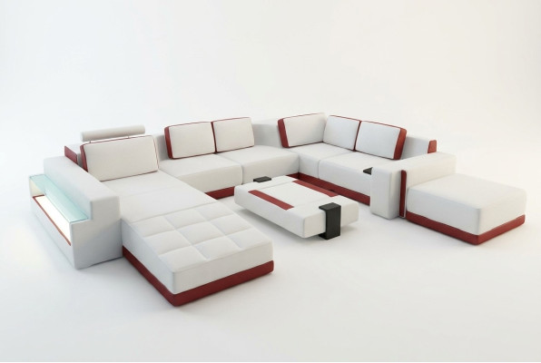 Sofa Couch Corner Sofa Valentin U-Shape Luxury Designer Sofa Leather Couch LED Leather Modern