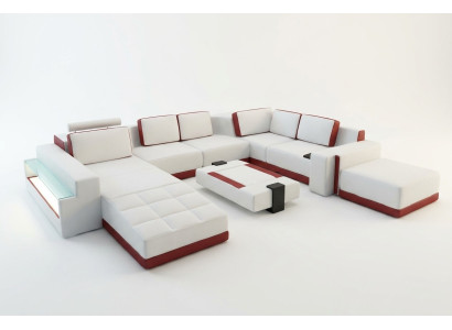 Sofa Couch Corner Sofa Valentin U-Shape Luxury Designer Sofa Leather Couch LED Leather Modern