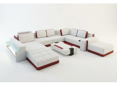 Sofa Couch Corner Sofa Valentin U-Shape Luxury Designer Sofa Leather Couch LED Leather Modern