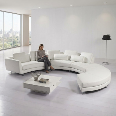 Corner Sofa Modern Round Couch Round Corner Upholstered Sofa Seat Set Leather Couch + USB