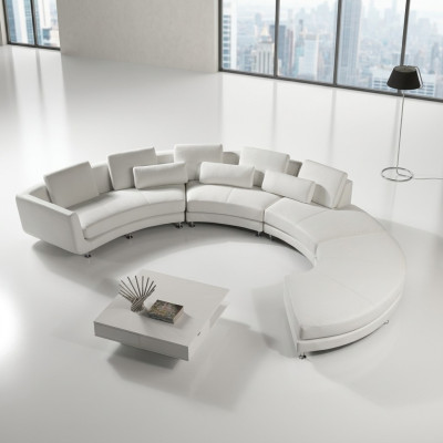 Corner Sofa Modern Round Couch Round Corner Upholstered Sofa Seat Set Leather Couch + USB