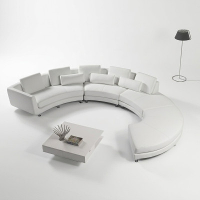 Corner Sofa Modern Round Couch Round Corner Upholstered Sofa Seat Set Leather Couch + USB