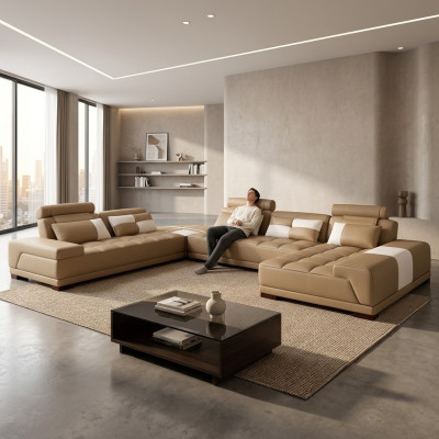 Sofa with USB, Couch Upholstery Set XXL Big Corner Sofas Living Area Corner Sofa New