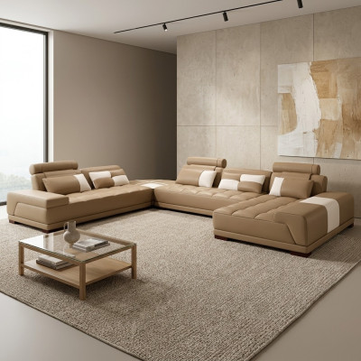 Sofa with USB, Couch Upholstery Set XXL Big Corner Sofas Living Area Corner Sofa New