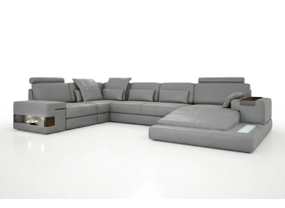 Leather Design Sofa Couch Upholstered Corner Sofa Suite Living Landscape Corner Sofa with USB