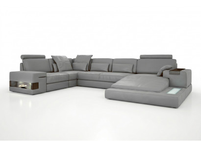 Leather Design Sofa Couch Upholstered Corner Sofa Suite Living Landscape Corner Sofa with USB