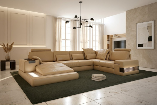 U-shaped sofa living landscape U-shaped corner sofa couch set Upholstered corner sofa with USB
