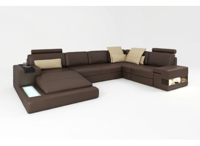Leather sofa LED + USB corner sofa couch Bellini Big upholstered living room sofa sofas