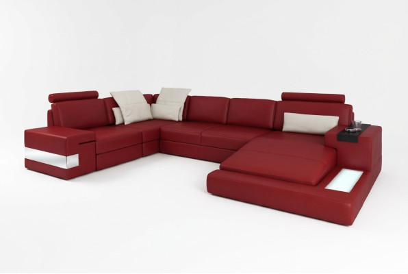Corner sofa with USB sofa couch upholstery U-shape living landscape leather sofa designer corner