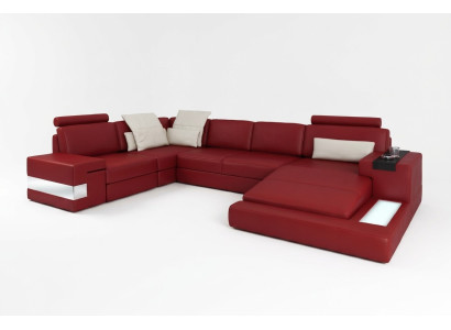 Corner sofa with USB sofa couch upholstery U-shape living landscape leather sofa designer corner