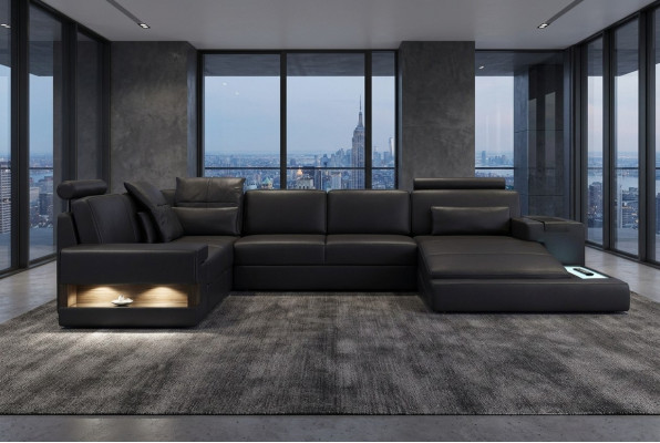 Textile fabric sofa couch upholstered living landscape design sofas corner sofa USB LED