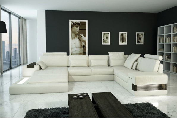 Design leather sofa couch upholstery living landscape XXL big corner sofa with USB