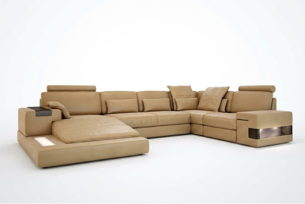 Living landscape upholstery couch suite big sofa Bellini design leather sofa with USB