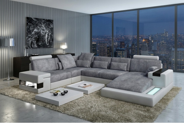 Textile Sofa USB Upholstery Corner Sofa Set Living Landscape Leather Sofa Design Couch