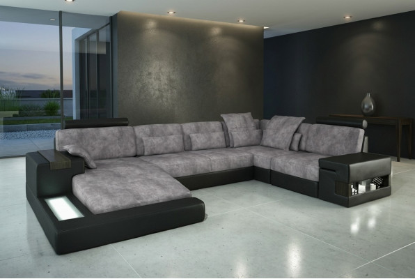Design leather sofa couch upholstery suite living landscape sofas couches with USB